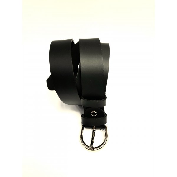 Womens leather belt in black-W-2-BEL-BLK