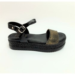 Δερμάτινο πέδιλο γυναικείο μαύρο  