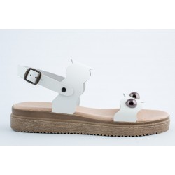 Δερμάτινο πέδιλο γυναικείο άσπρο