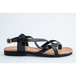 Δερμάτινο σανδάλι γυναικείο μαύρο  