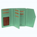 Γυναικείο Γνήσιο Δέρμα Πορτοφόλι σε χρώμα Μέντα 