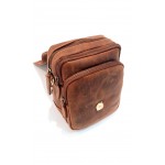 Ανδρικό δερμάτινο χιαστί τσαντάκι καφε Μ-910-OIL