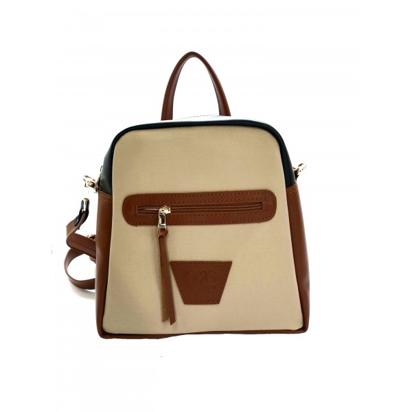 Womens beige faux leather backpack W-250423-BEIZE