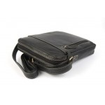 Μαύρη δερμάτινη χιαστί τσάντα ανδρική 