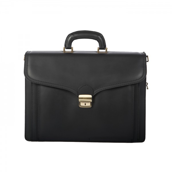 Black Leather Professional Briefcase Bag M-DE-80-Black