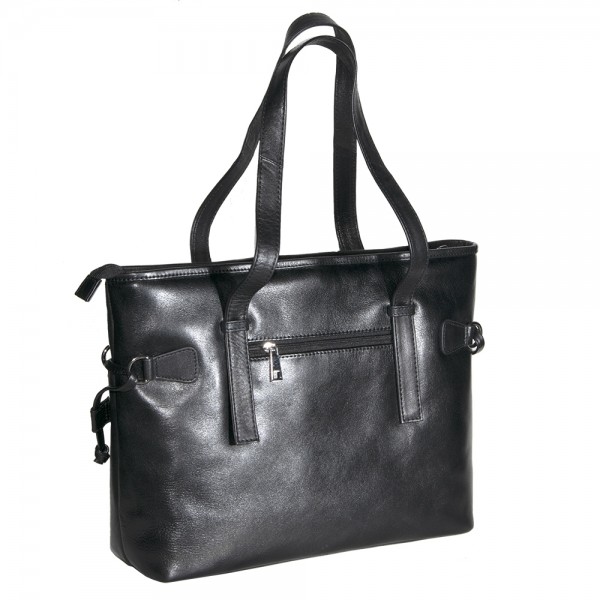 Γυναικεία μαύρη δερμάτινη τσάντα 