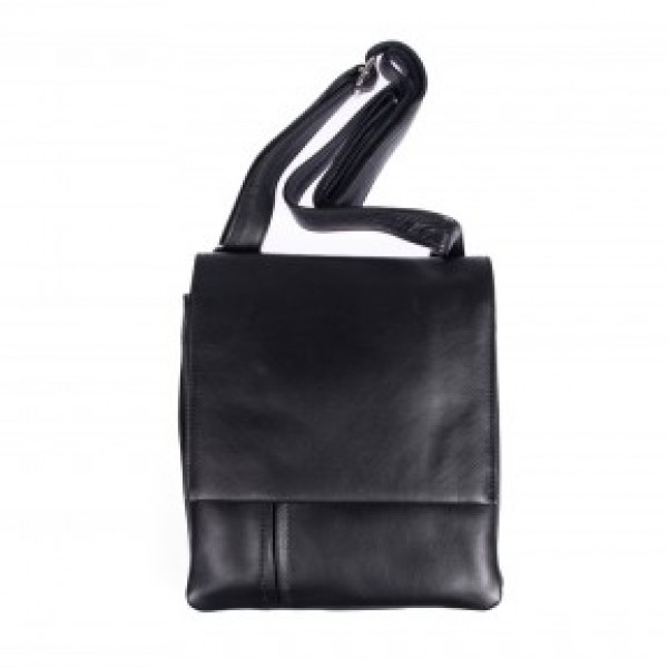 Δερμάτινη τσάντα χιαστί μαύρη     