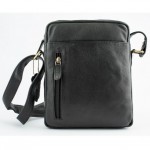 Μαύρη δερμάτινη χιαστί τσάντα ανδρική 