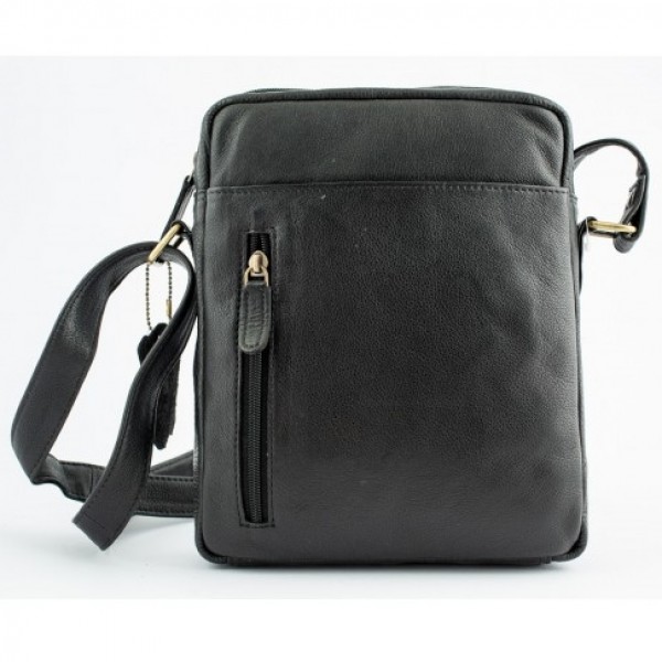 Μαύρη δερμάτινη χιαστί τσάντα ανδρική 