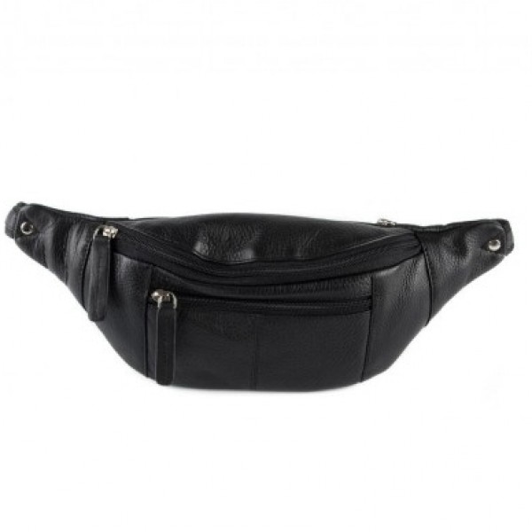 Δερμάτινη τσάντα μέσης ανδρική μαύρη