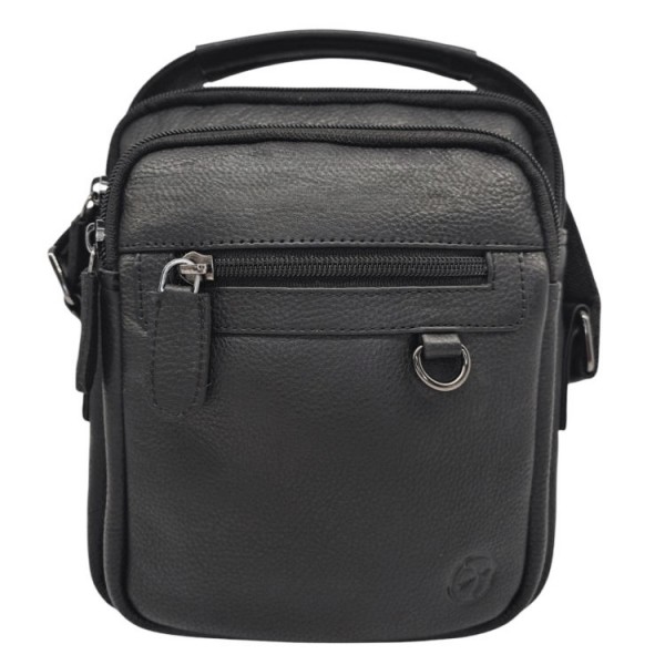 Μαύρη δερμάτινη τσάντα ώμου    