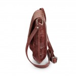 Γυναικεία Δερμάτινη τσάντα χιαστί πλέξη σε καφέ