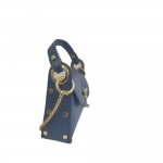 Γυναικείο δερμάτινο τσαντάκι χιαστί σε μπλέ 