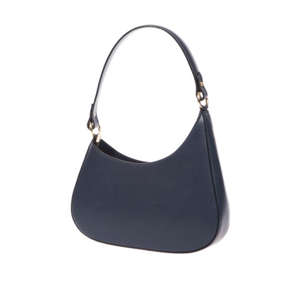 Γυναικεία δερμάτινη τσάντα μεσαίου μεγέθους σε μπλε