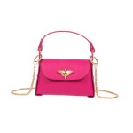 Γυναικείο δερμάτινο τσαντάκι χιαστί σε ροζ-φουξ W-DE-302-PINK
