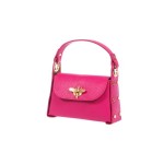 Γυναικείο δερμάτινο τσαντάκι χιαστί σε ροζ-φουξ W-DE-302-PINK