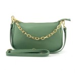 Γυναικεία δερμάτινη μικρή τσάντα σε πράσινο 
