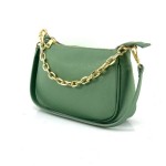 Γυναικεία δερμάτινη μικρή τσάντα σε πράσινο 