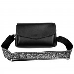 Γυναικεία δερμάτινη χιαστί τσάντα σε μαύρο 