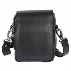 Ανδρικό δερμάτινο χιαστί τσαντάκι μαύρο