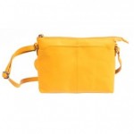 Γυναικεία δερμάτινη χιαστί τσάντα σε κίτρινο    