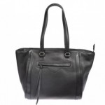 Δερμάτινη τσάντα γυναικεία μαύρη   