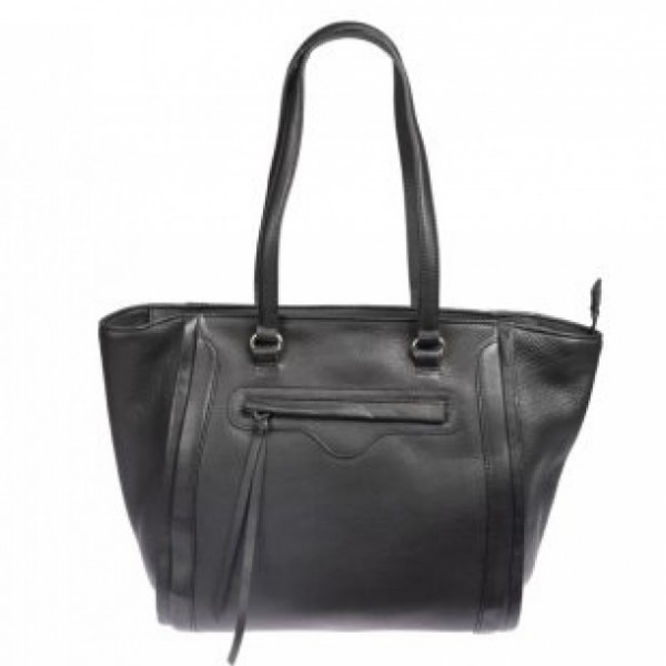 Δερμάτινη τσάντα γυναικεία μαύρη   