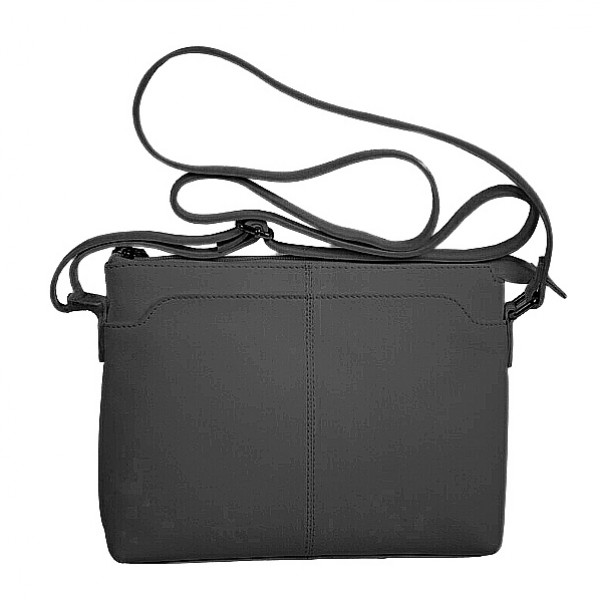 Γυναικεία δερμάτινη χιαστί τσάντα σε μαύρο