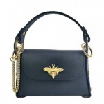 Γυναικείο δερμάτινο τσαντάκι χιαστί σε μαύρο 