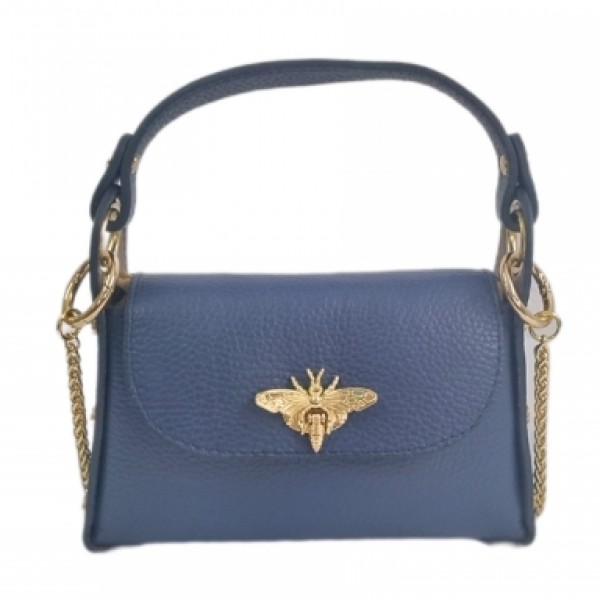 Γυναικείο δερμάτινο τσαντάκι χιαστί σε μπλέ 