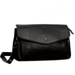Γυναικεία δερμάτινη χιαστί τσάντα σε μαύρο 