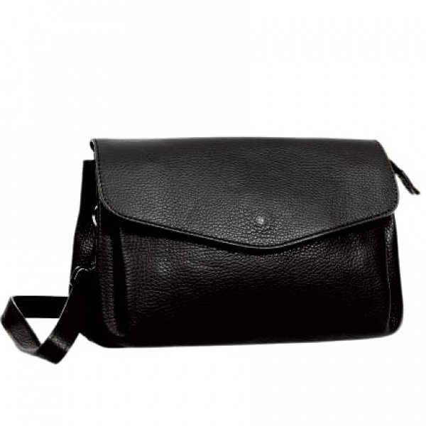 Γυναικεία δερμάτινη χιαστί τσάντα σε μαύρο 