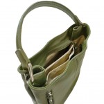 Δερμάτινη γυναικεία τσάντα λαδί