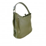 Δερμάτινη γυναικεία τσάντα λαδί