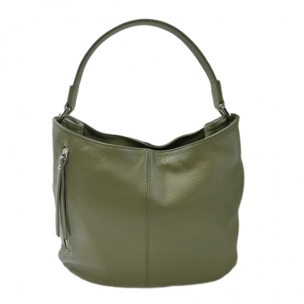 Δερμάτινη γυναικεία τσάντα λαδί