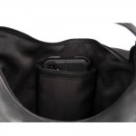 Δερμάτινη τσάντα ώμου γυναικεία μαύρη  