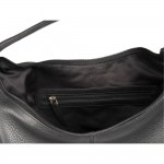 Δερμάτινη τσάντα ώμου γυναικεία μαύρη  