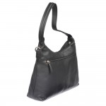 Δερμάτινη τσάντα ώμου γυναικεία μαύρη  