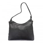 Δερμάτινη τσάντα ώμου γυναικεία μαύρη  