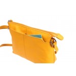 Γυναικεία δερμάτινη χιαστί τσάντα σε κίτρινο    