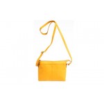 Γυναικεία δερμάτινη χιαστί τσάντα σε κίτρινο    