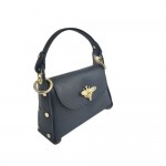 Γυναικείο δερμάτινο τσαντάκι χιαστί σε μαύρο 