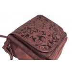 Γυναικεία δερμάτινη τσάντα χιαστί σε ροζ 