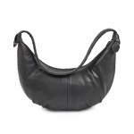 Γυναικεία Δερμάτινη Τσάντα Ώμου σε μαύρο 
