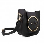 Γυναικείο μαύρο χιαστί τσαντάκι τεχνόδερμα 