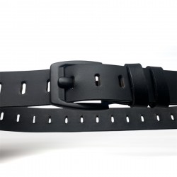 Δερμάτινη Ζώνη με Τρύπες Μαύρη 