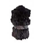 Female vest made of fox fur and lamb skin in black-W-VES-FUR-BELT-BLK
