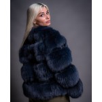 Γούνινη κοντή ζακέτα αλεπού σε μπλέ