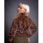 Γυναικείο γούνακι στ΄ύλ Bomber σε κάφε και λιλά