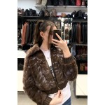 Γυναικείο γούνακι στ΄ύλ Bomber σε κάφε και λιλά